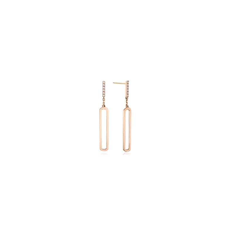 14K 스퀘어 드롭 귀걸이 핑크 골드 G19SE0196
